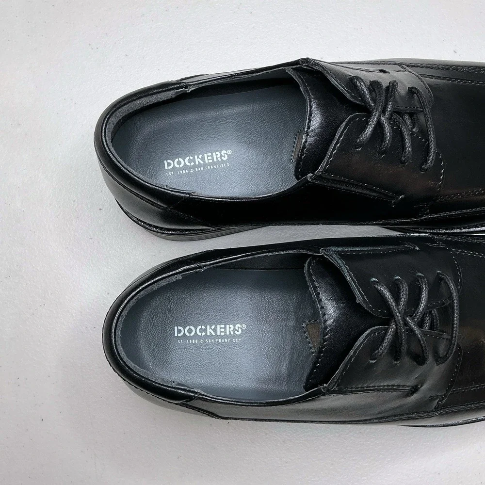 Dockers Dress Shoes Men Size 11M Black Lace Up Leather Square Toe 90-3174